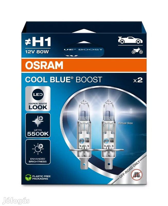 OSRAM Cool Blue Boost izzó H1 12V/80W - 2 darabos csomag