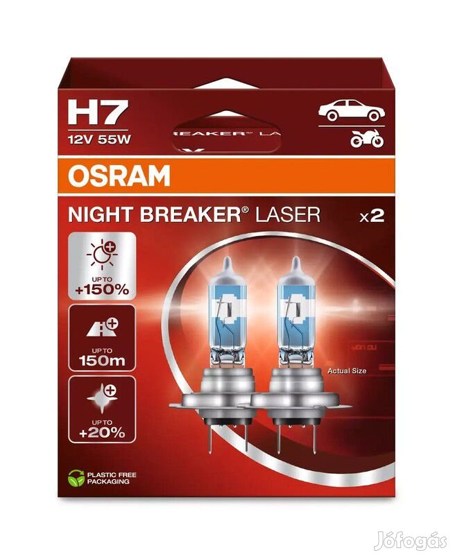 OSRAM H7 Night Breaker Laser izzók 12V 55W PX26d - párban