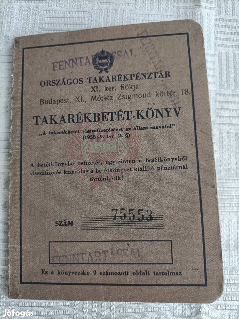 OTP takarékbetétkönyv a hatvanas évekből eladó