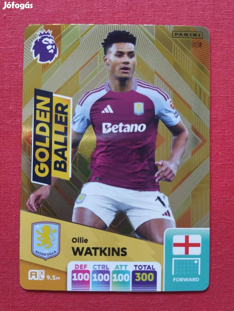 O. Watkins Aston Villa Premier League 2025 Golden Baller focis kártya