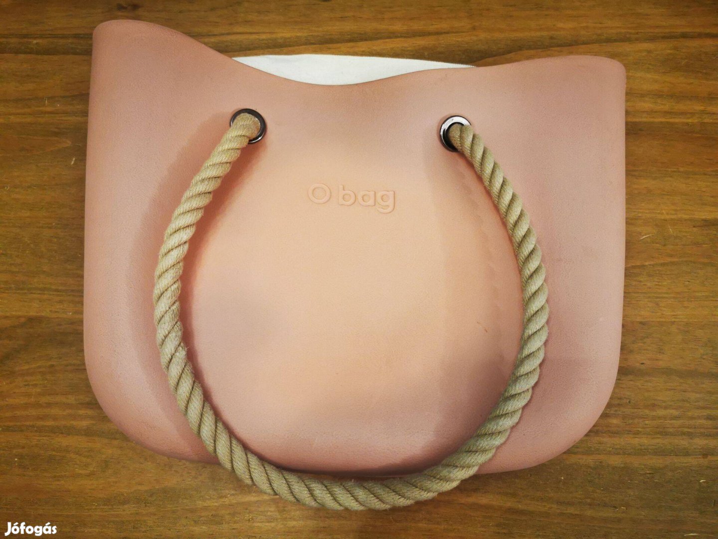 O bag pasztell rózsaszín kötél füllel