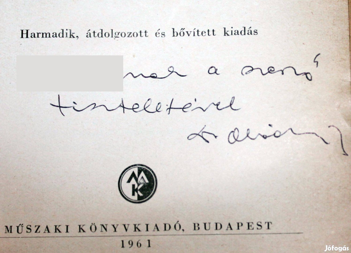 Obádovics J. Gyula Matematika 1961 könyv könyvlegenda dedikált