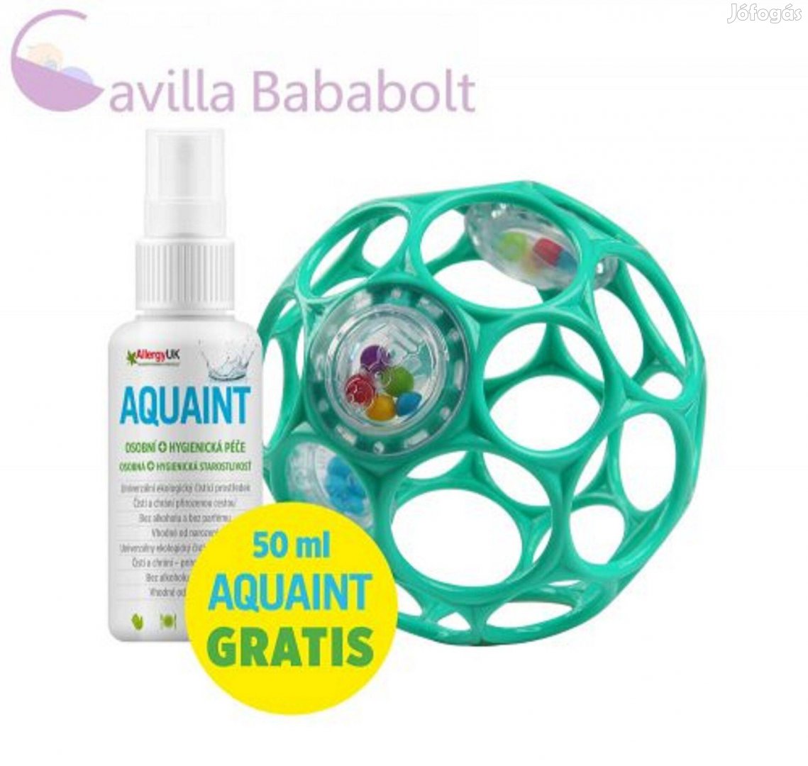 Oball Rattle játék 10 cm 0hó+ dark turquoise + Ajándék Aquaint a