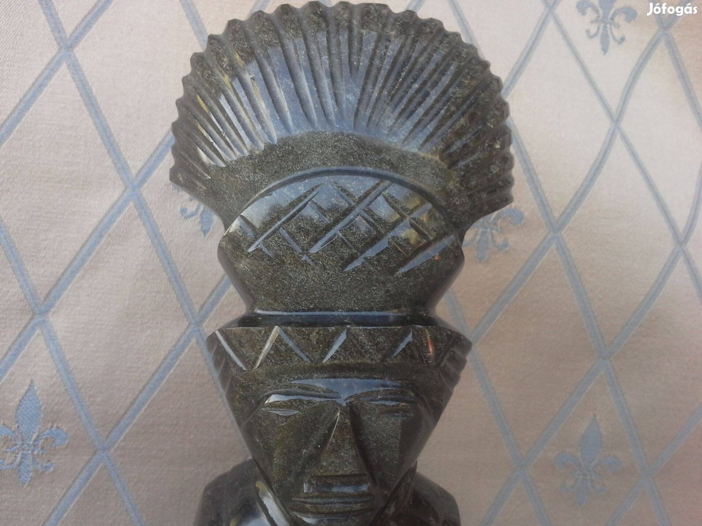 Obszidián azték szobor figura figurális napisten nagy fej magas 20 cm
