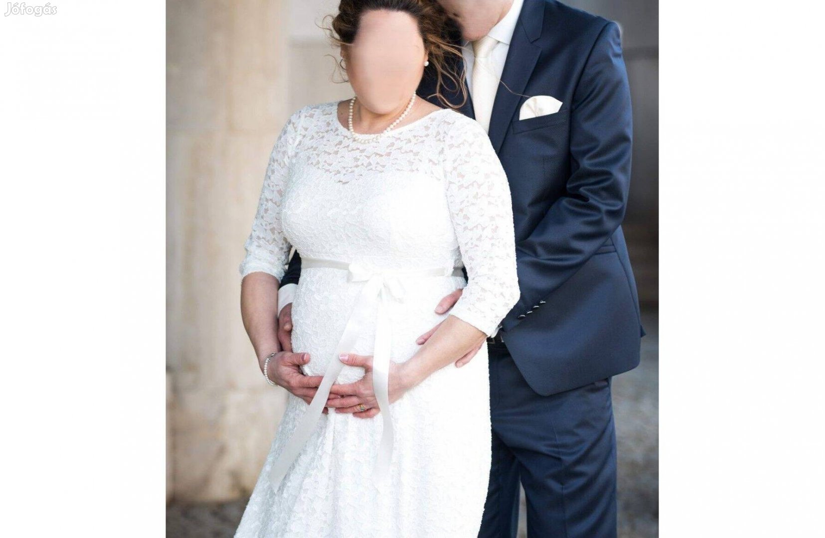 Odett krém csipke kismama menyasszonyi ruha, méret kb.
