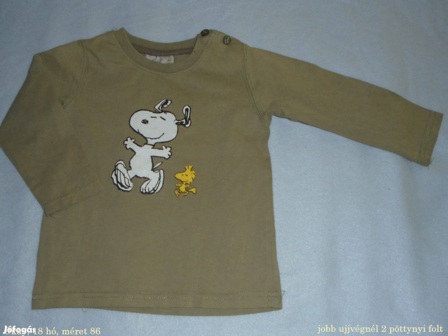 Okay Snoopy mintás khaki hosszú ujjú felső 18 hó méret 86