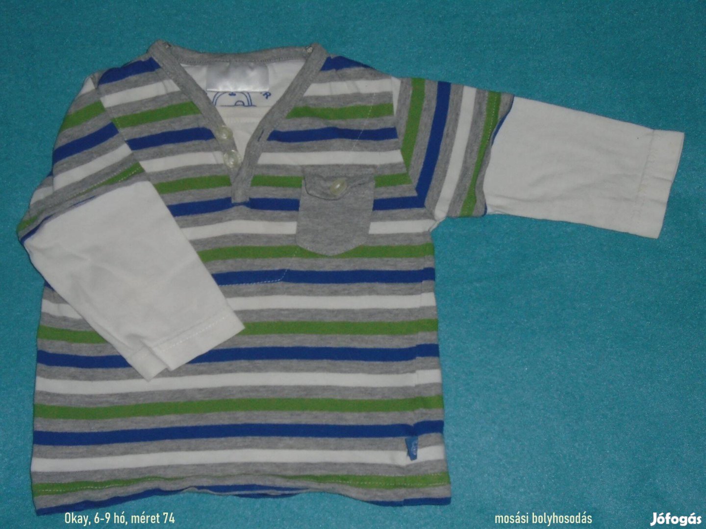 Okay csíkos hosszú ujjú felső 6-9 hó méret 74