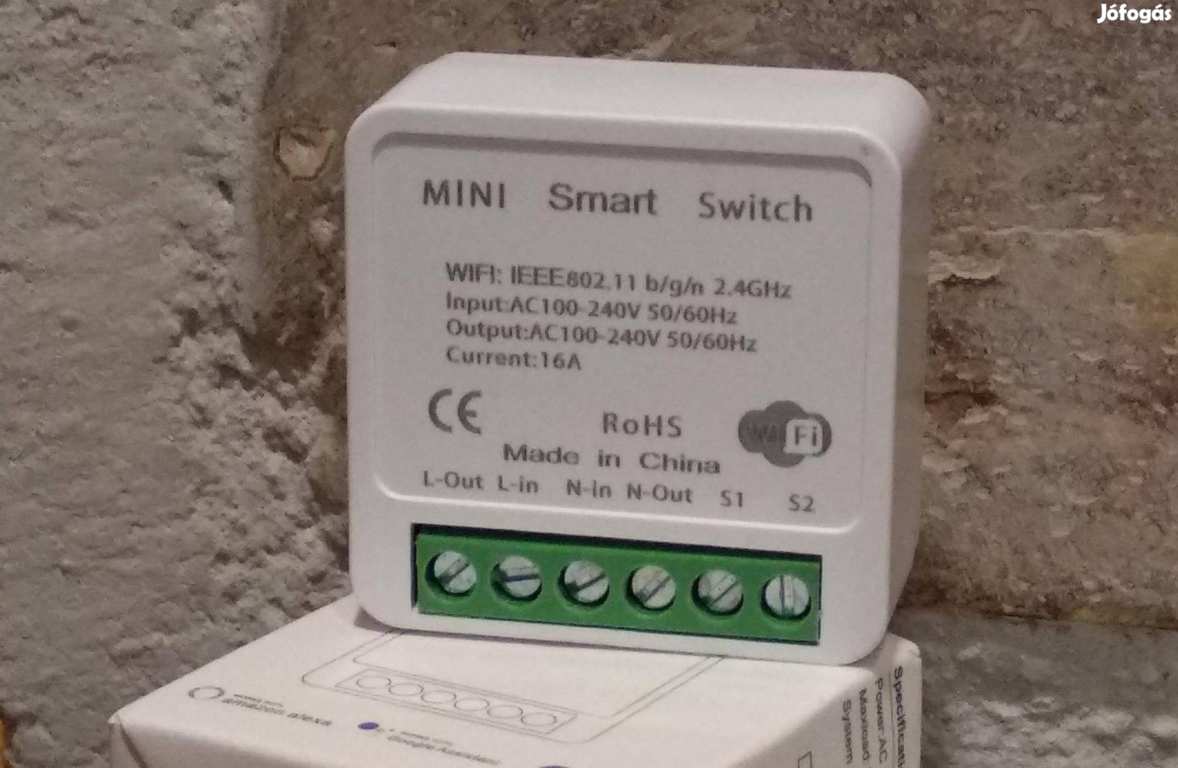 Okosotthon kapcsoló, smart switch, wifi, 230V, 16A, Tuya, Smart life