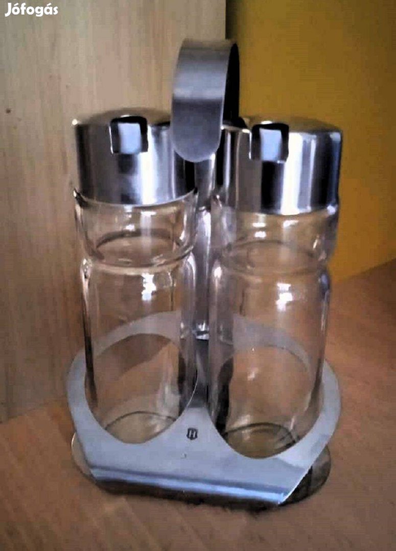 Olaj-ecet, rozsdamentes acél, 2 db-os fűszertartó készlet