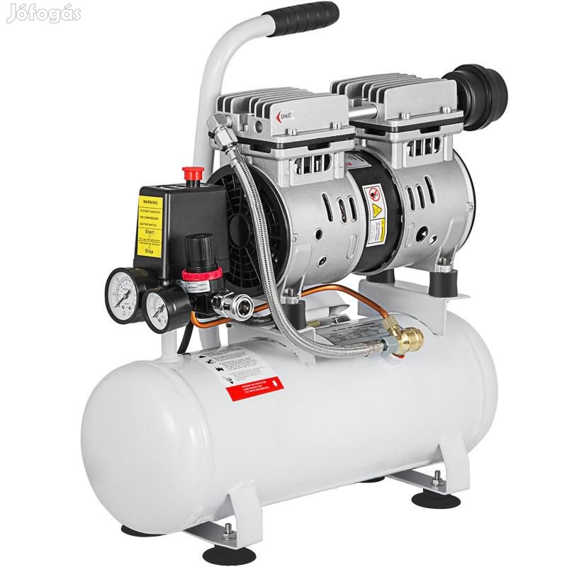Olajmentes Légkompresszor 550 W  9 Liter Tartály, Gázfúvóka