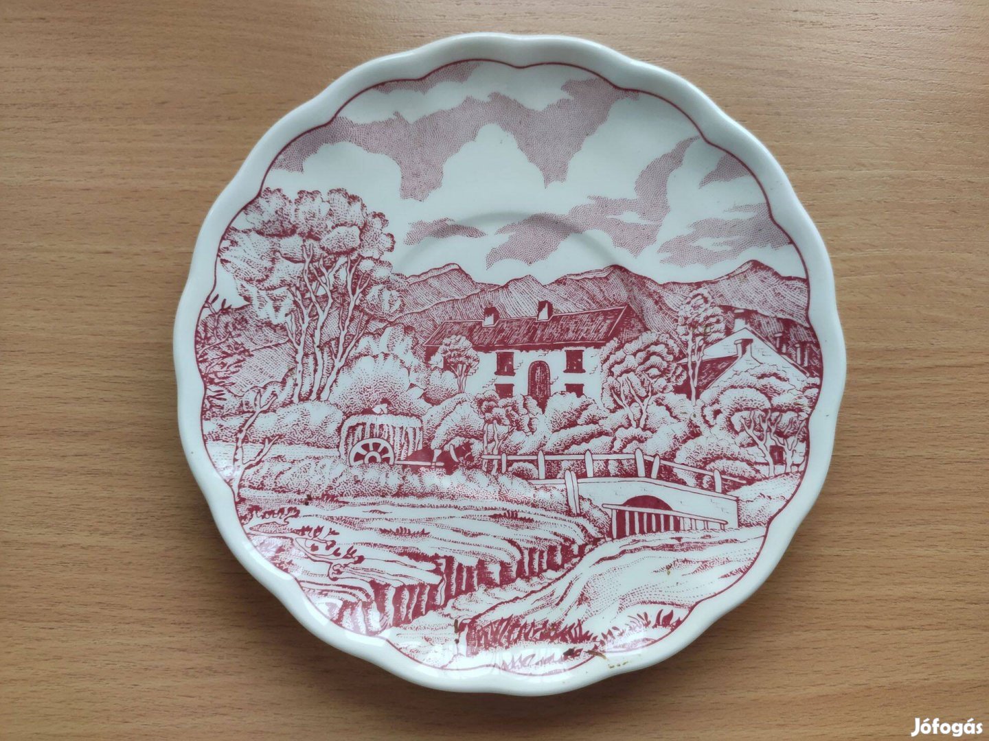 Olasz jelenetes porcelán tál tányér