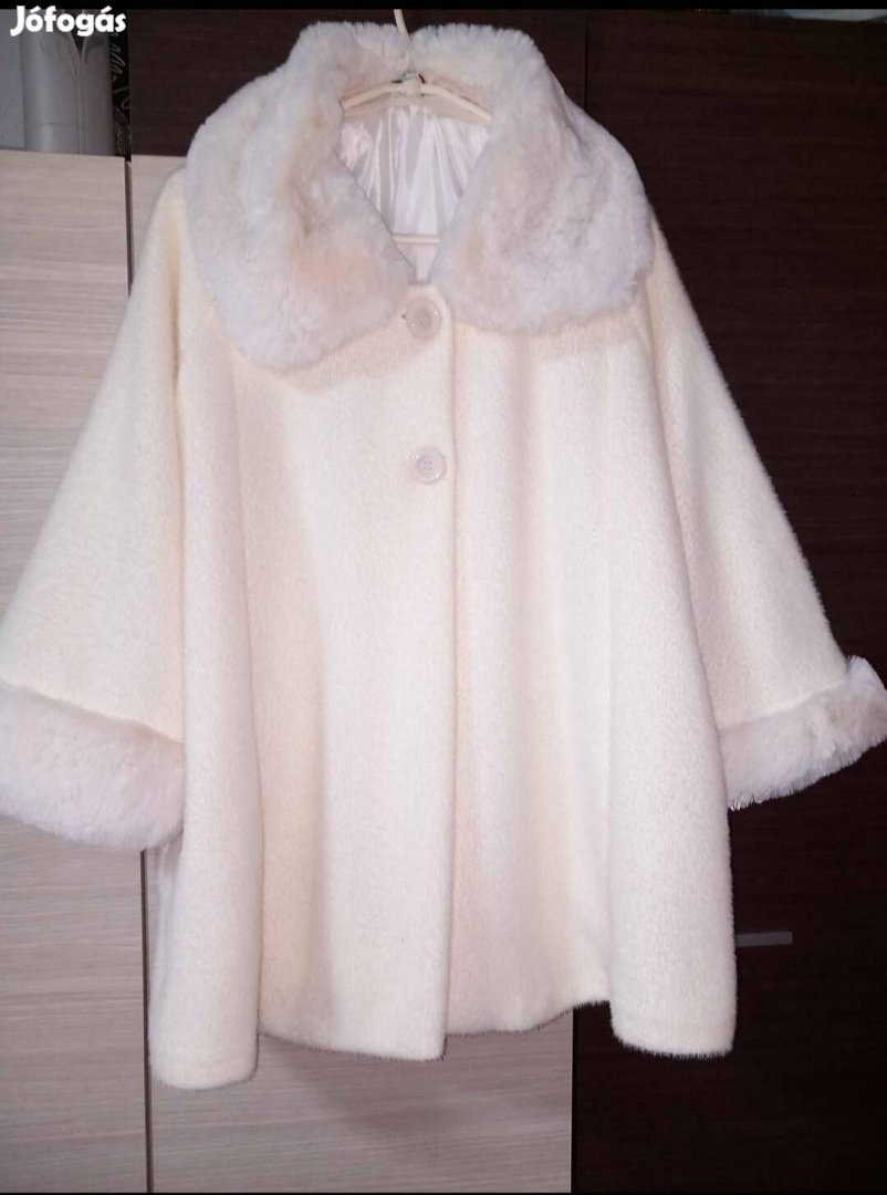 Olasz méret nélküli elegáns prémes kabát, boleró, poncsó