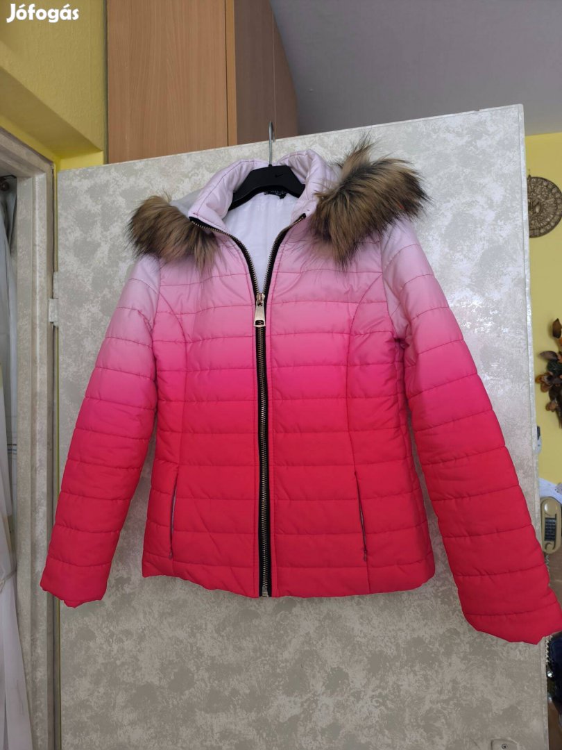 Olasz pink ombre kapucnis steppelt átmeneti kabát