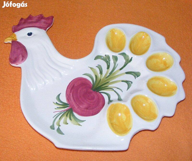 Olasz tyúk alakú porcelán tojástartó kínáló