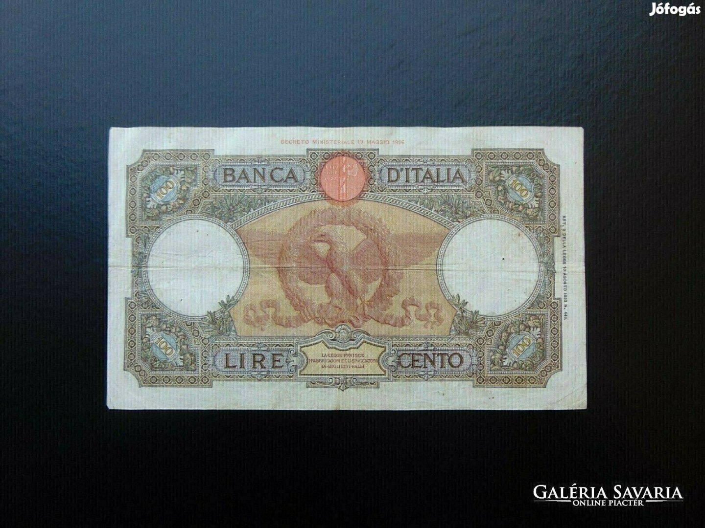 Olaszország 100 lira 1937