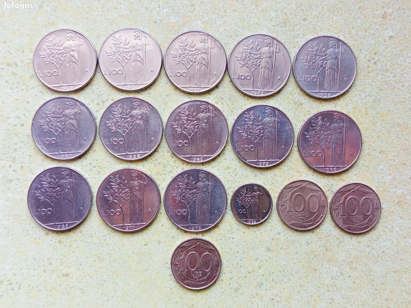 Olaszország 17 db Különböző Érme 100 Líra 1956-1996
