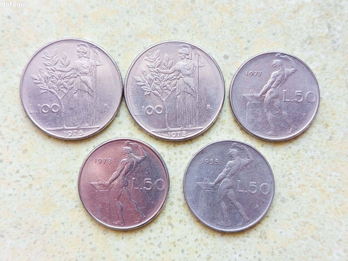 Olaszország 5 db Különböző Érme 50 100 Líra 1955-1978