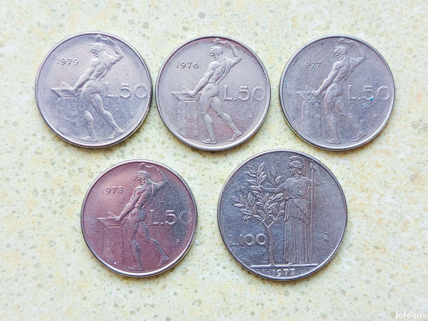 Olaszország 5 db Különböző Érme 50 100 Líra 1976-1979