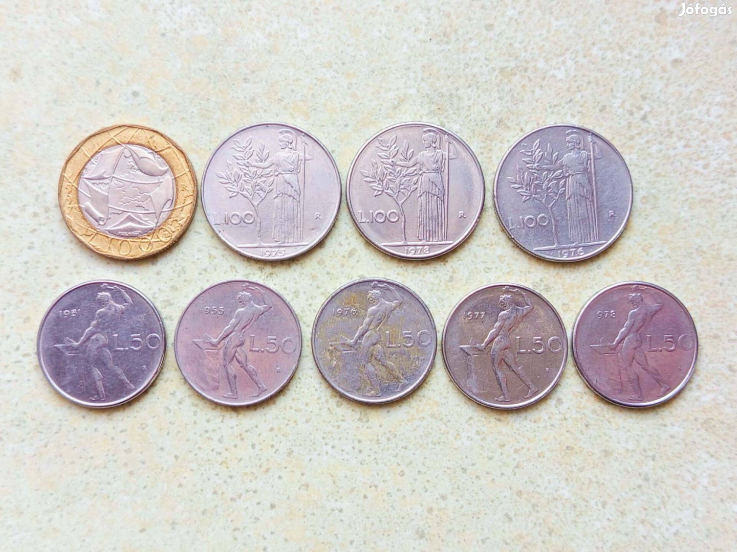 Olaszország 9 db Különböző Érme 50 100 1000 Líra 1955-1997