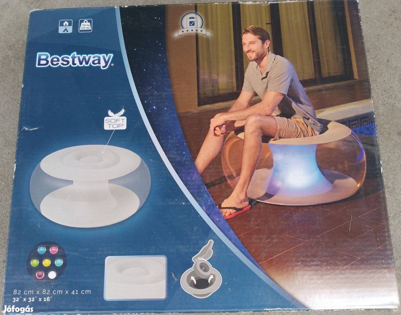 Olcsón Új Bestway 75085 felfújható szék fotel LED világítással 100 kg!