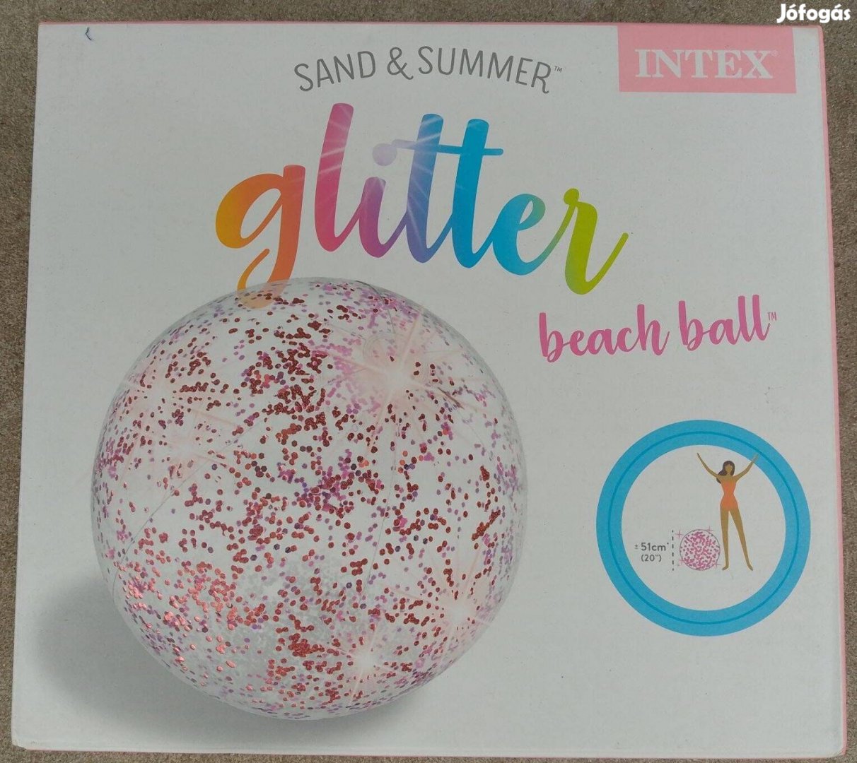 Olcsón Új Intex átlátszó csillámos glitteres strandlabda 51 cm!
