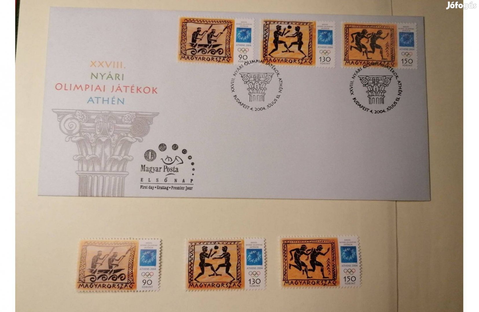 Olimpiai játékok postatiszta bélyegek+FDC elsőnapi borítékon 2004