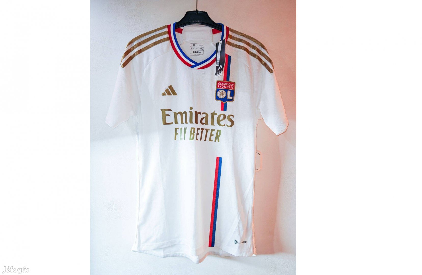Olympique Lyon eredeti adidas fehér arany 2022-es mez (M)