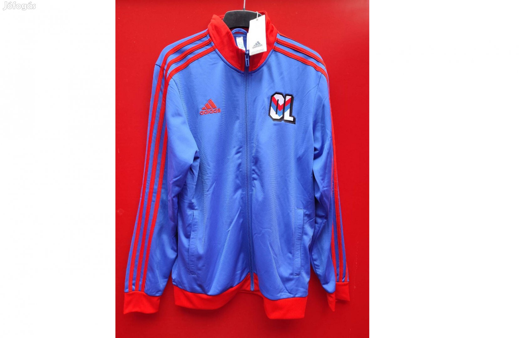 Olympique Lyon eredeti adidas kék cipzáras felső (M)