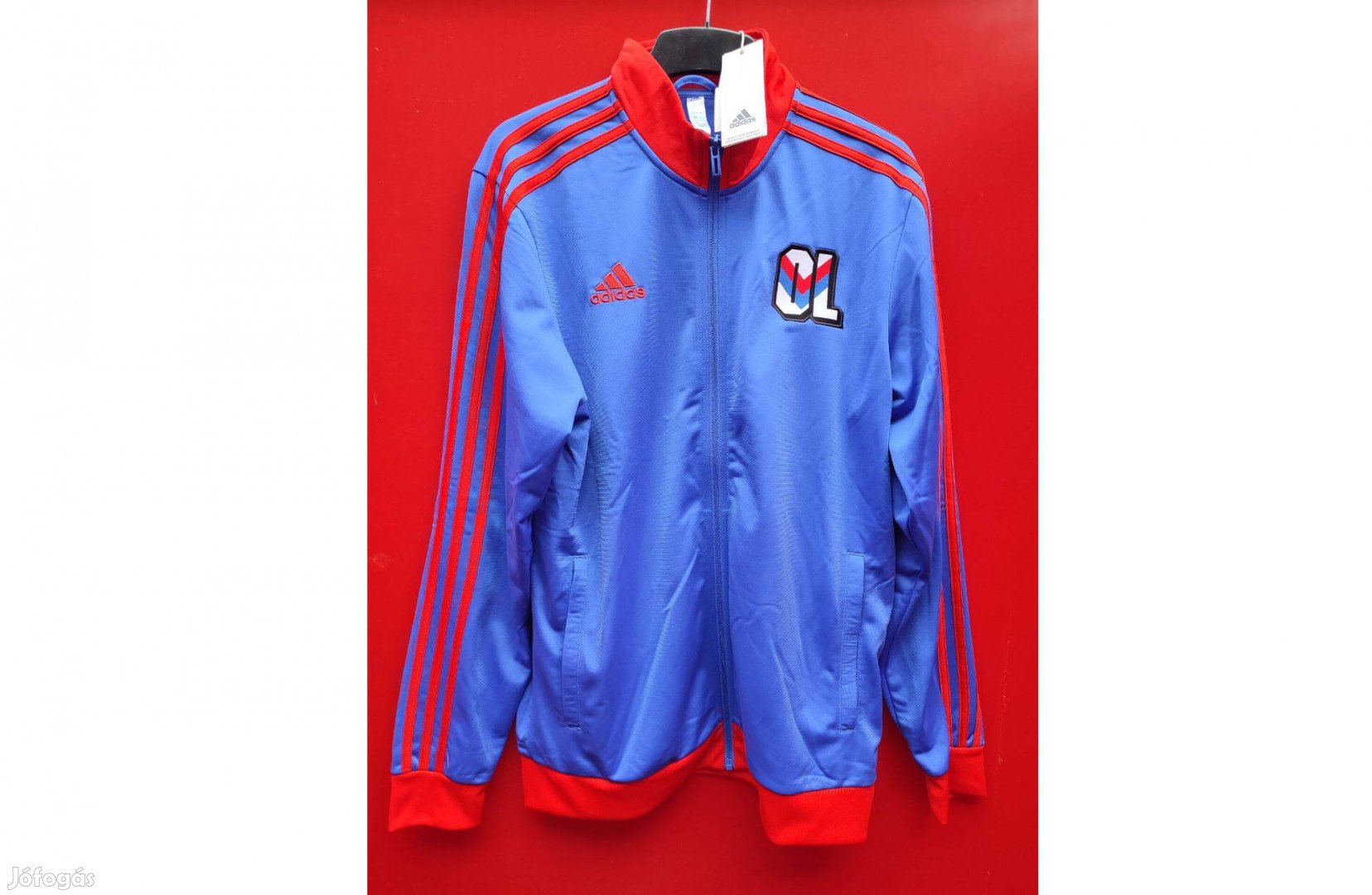 Olympique Lyon eredeti adidas kék cipzáras felső (M)