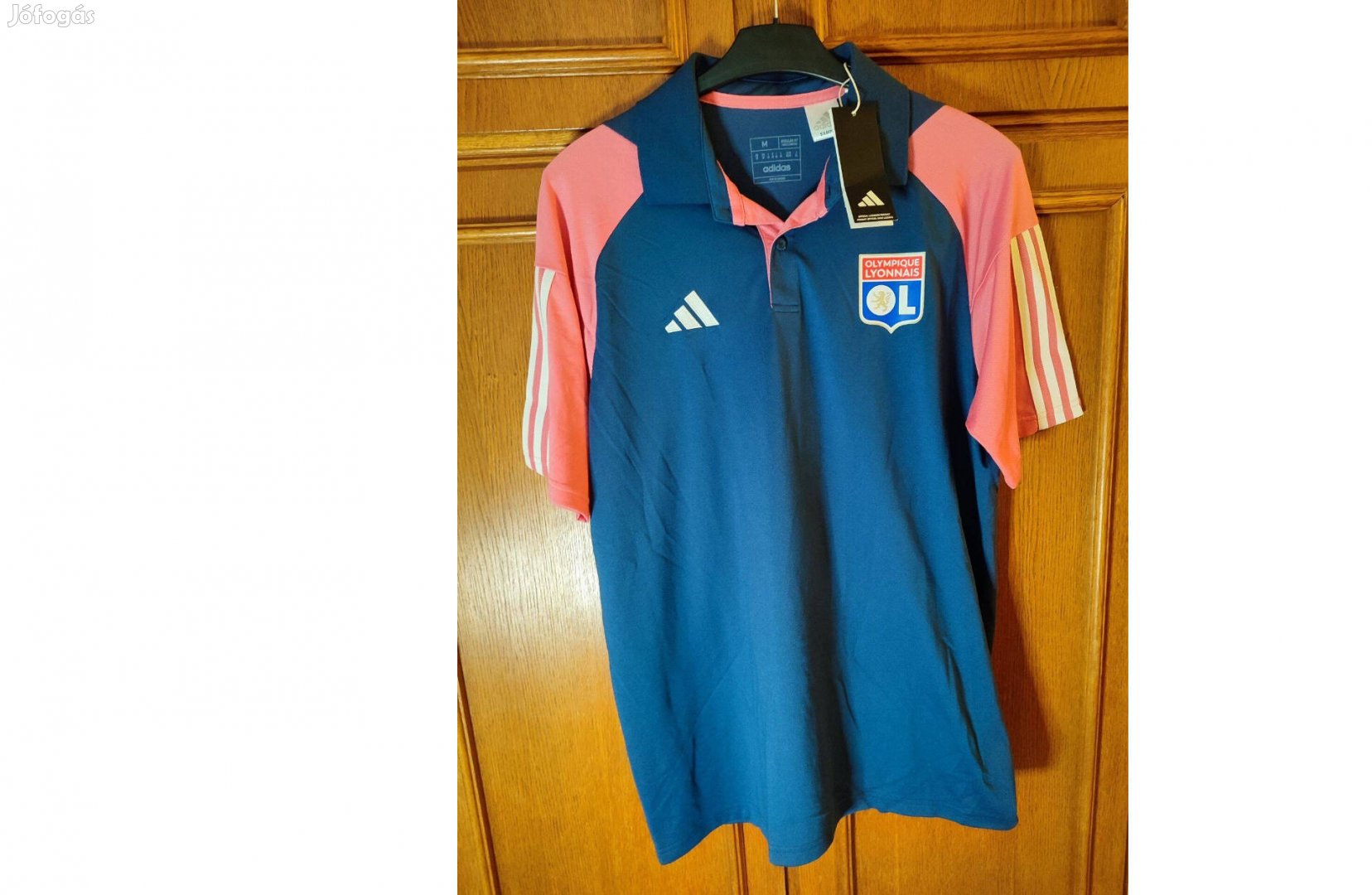 Olympique Lyon eredeti kék pink adidas galléros póló M