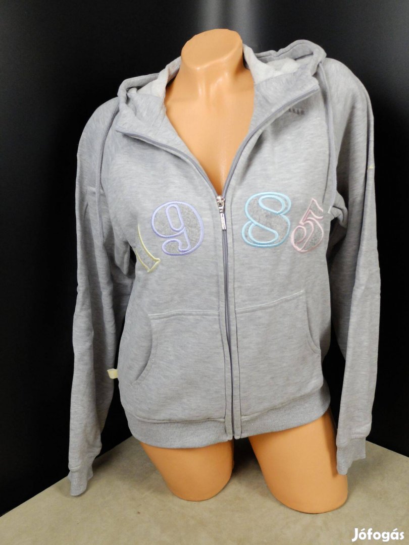 Olympus szürke hosszú ujjú kapucnis női kardigán cipzáros