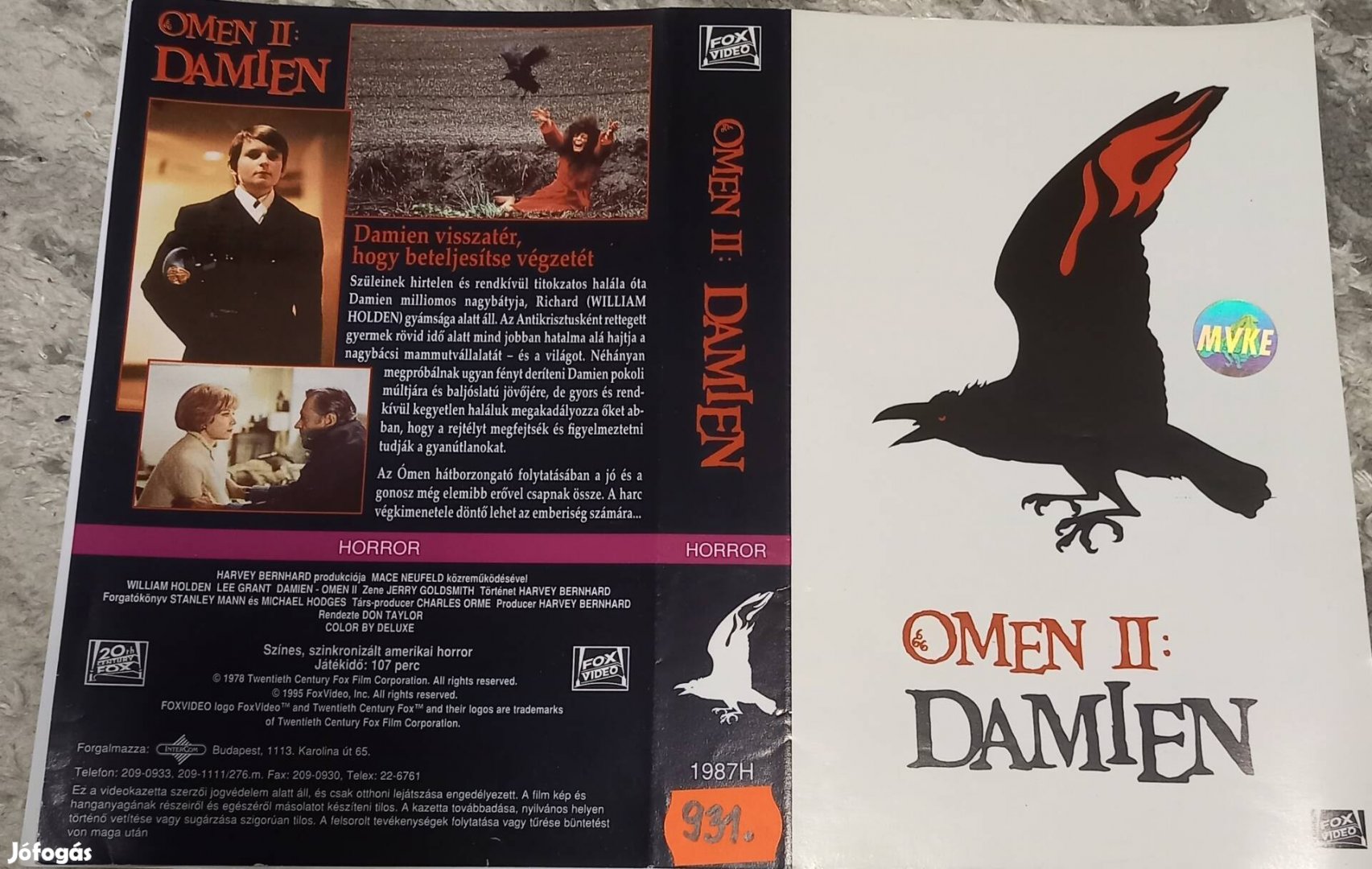 Omen II. - horror vhs boritó