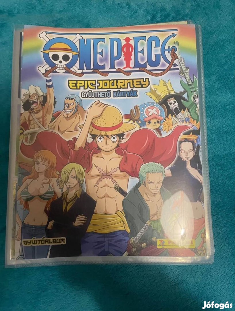 One Piece gyűjtőalbum + kb. 50db kártya