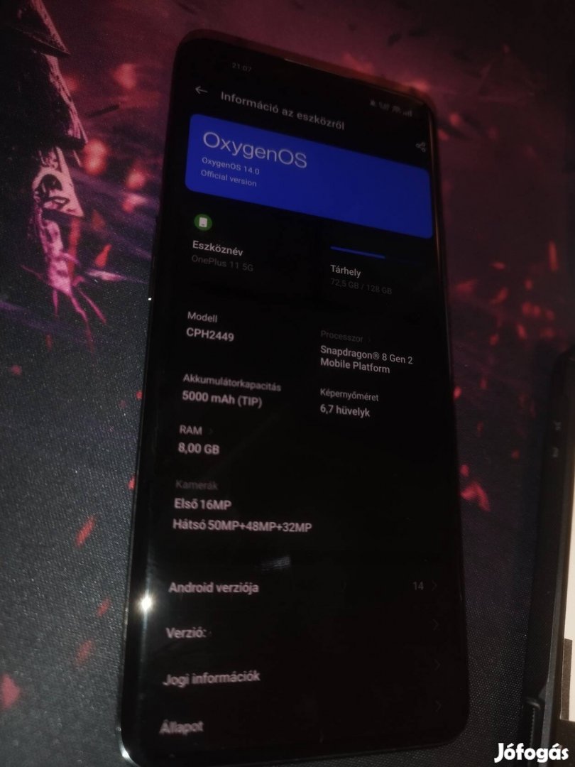 Oneplus 11 8/128 Fekete 