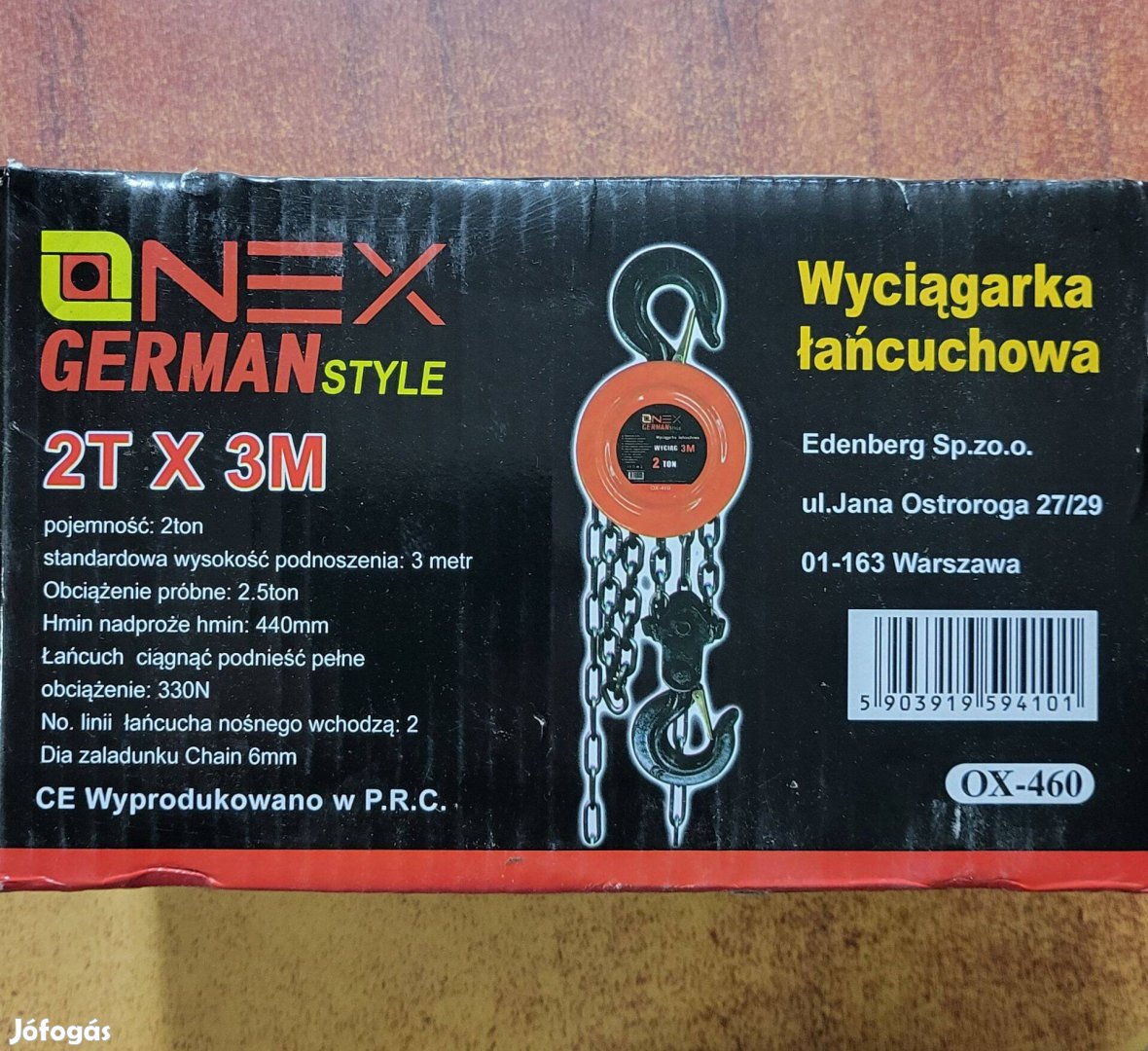 Onex kézi láncos emelő csörlő 2T / 2000kg / 3m