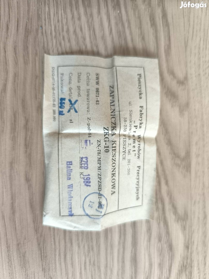 Öngyújtó 1984-ből, lengyel gyártmány 