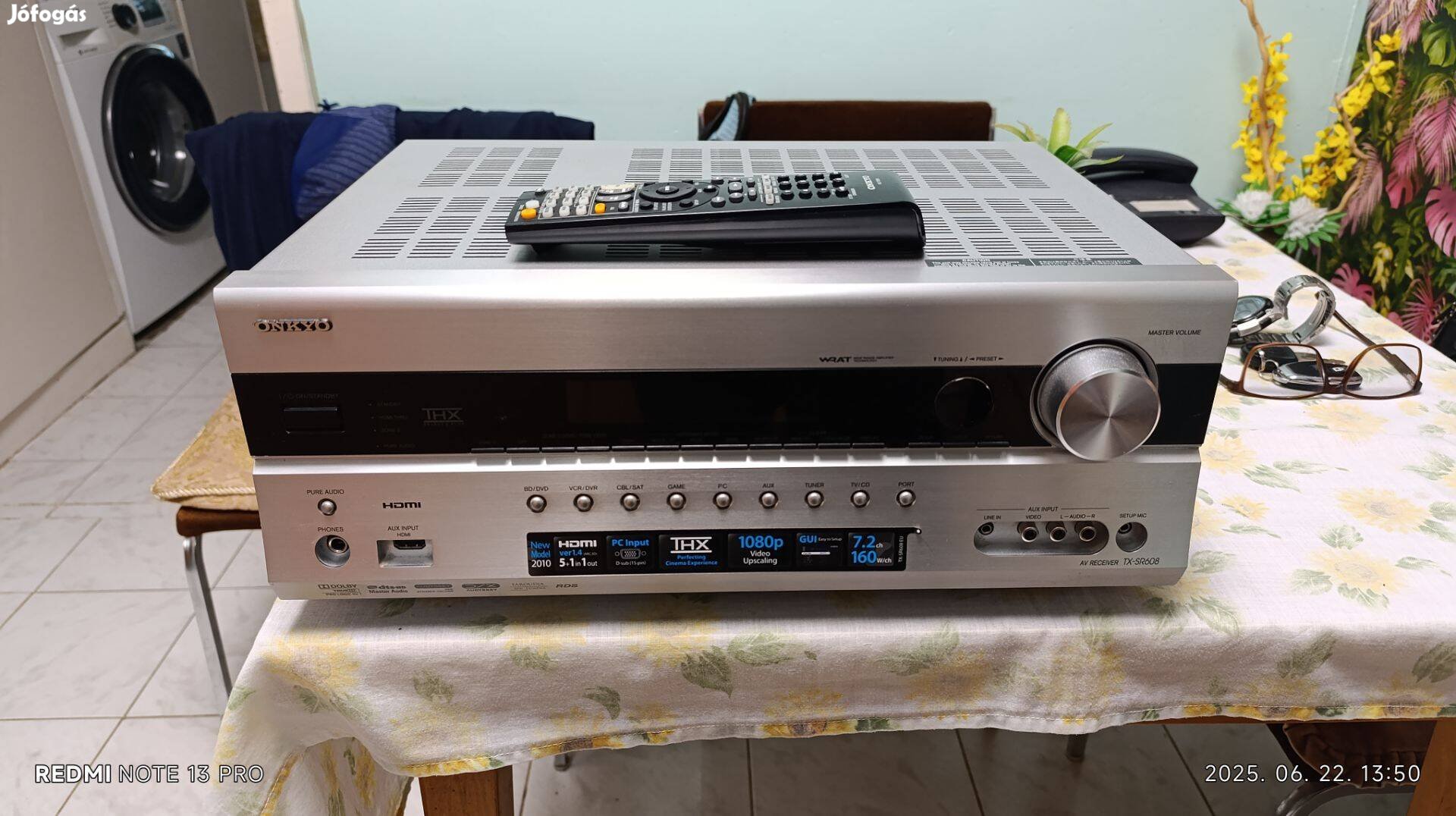 Onkyo 7.2-es, 7x160w, Hdmi-s házimozi erősítő újszerű állapotban