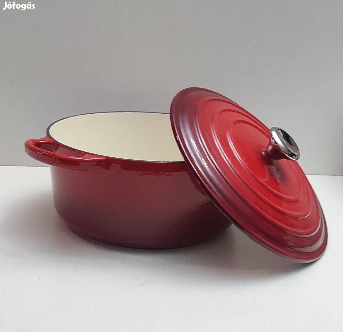 Öntött vas lábos 24 cm, belül tapadásmentes kerámia, kívül zománc