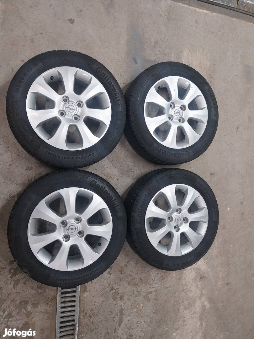 Opel 4x100 15 alufelni Corsa Combo Meriva Astra 90% nyári gumi