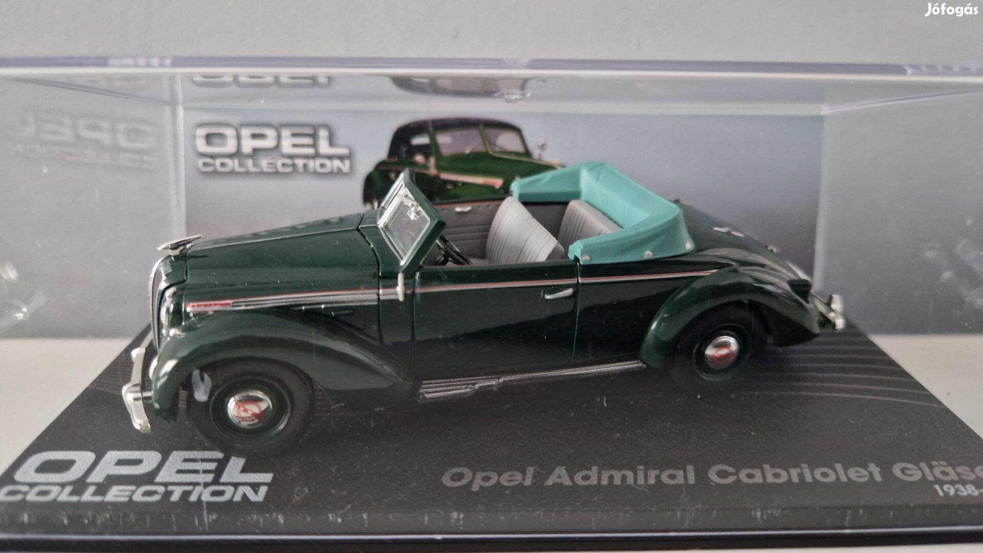 Opel Admiral Cabriolet 1/43 modell Collection kisautó Altaya kabrió