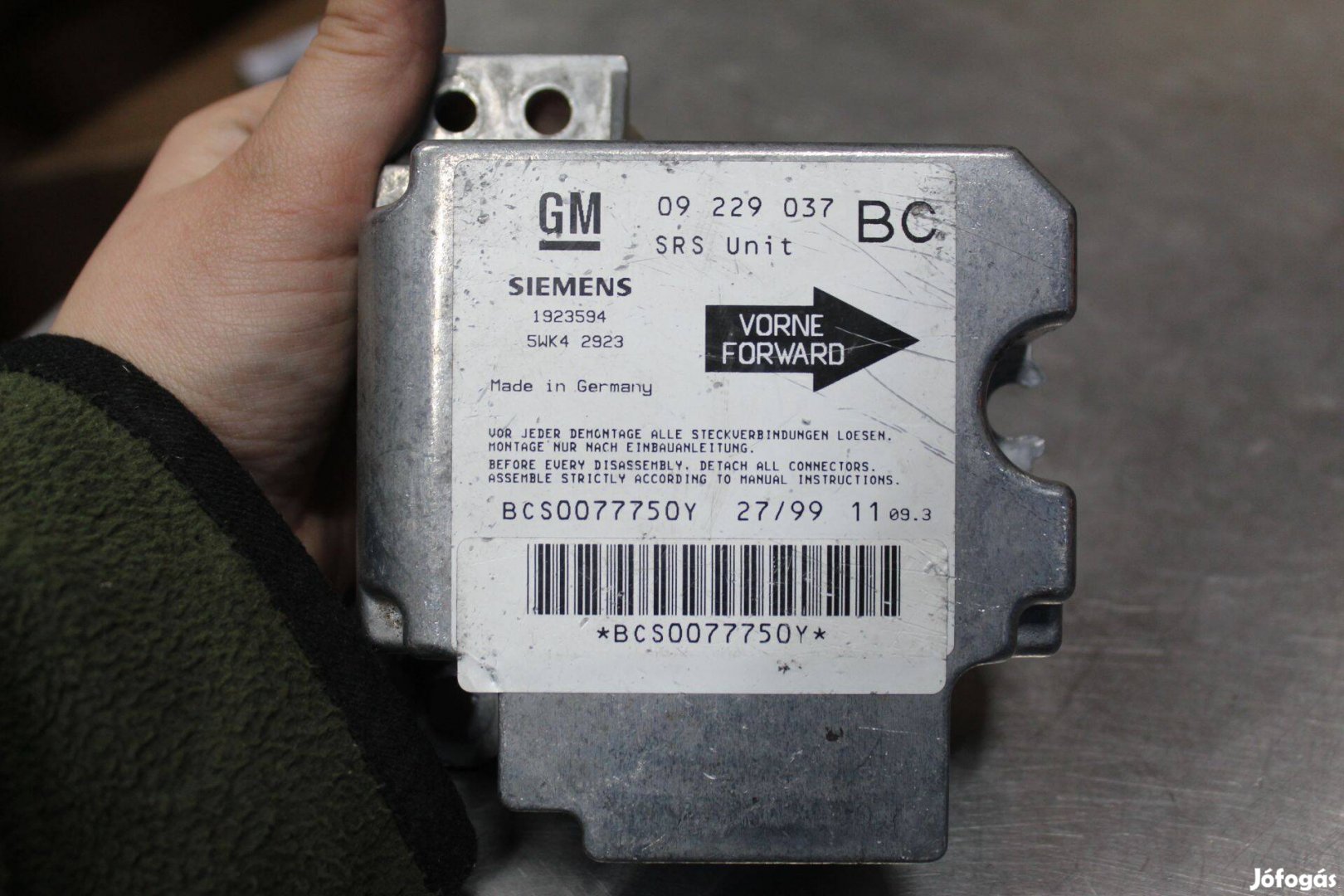 Opel Astra G 1998-2004 légzsák vezérlő 09229037BC
