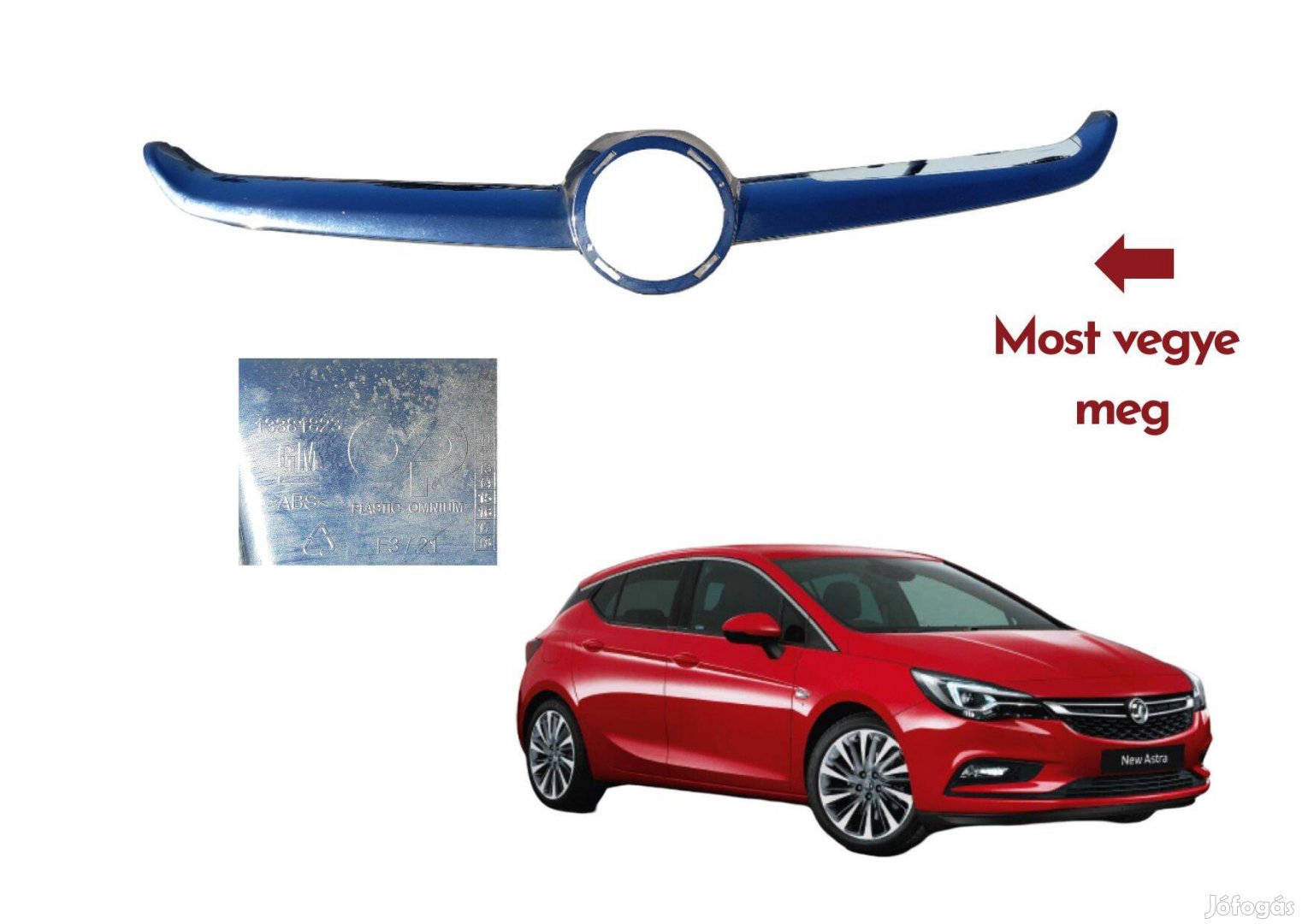 Opel Astra K Vaufhall lelső lökhárító díszrács 13381823