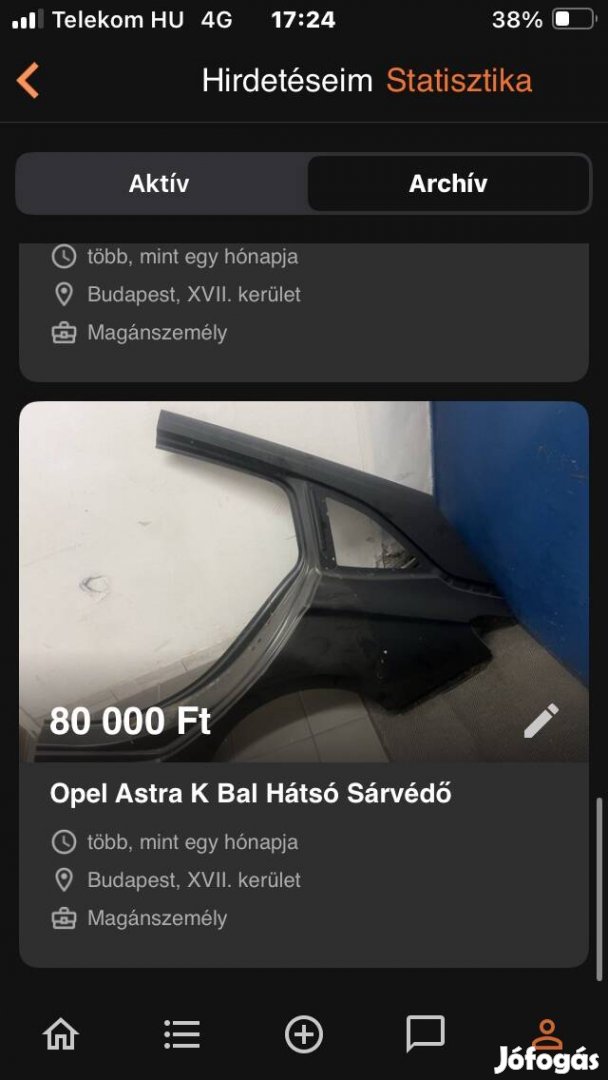 Opel Astra K h.sarvedő