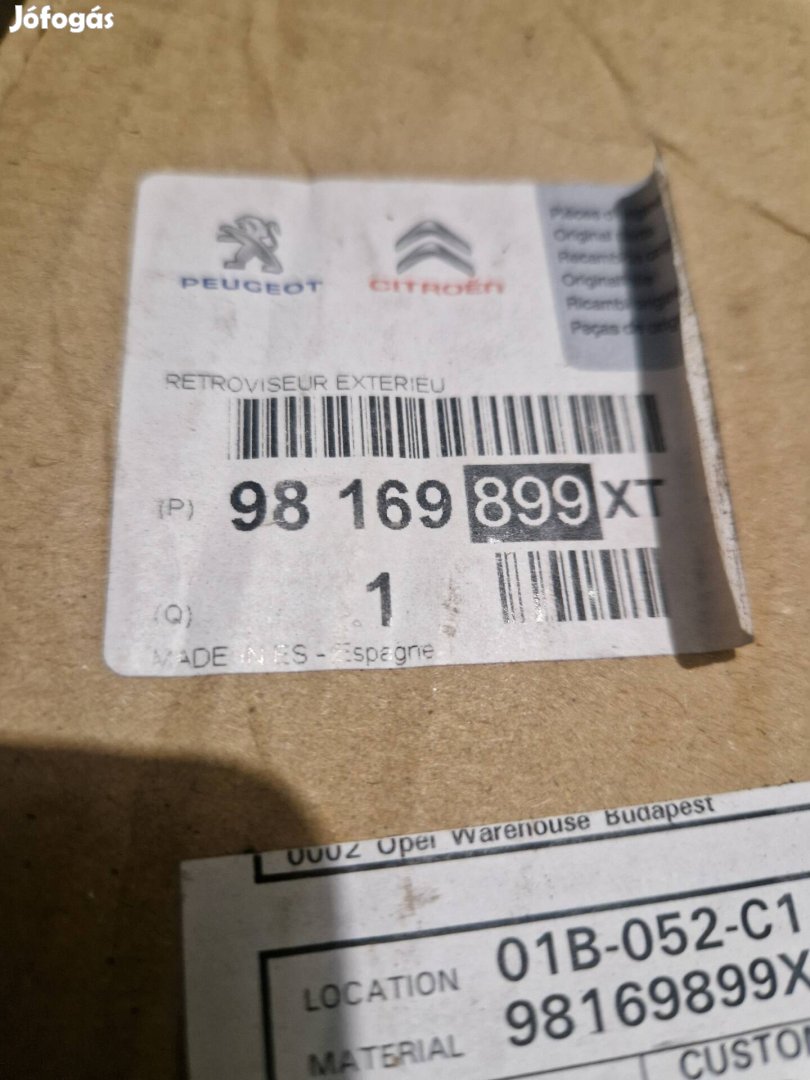 Opel,Citroen,Peugeot jobb visszapillantó tükör 98169899xt
