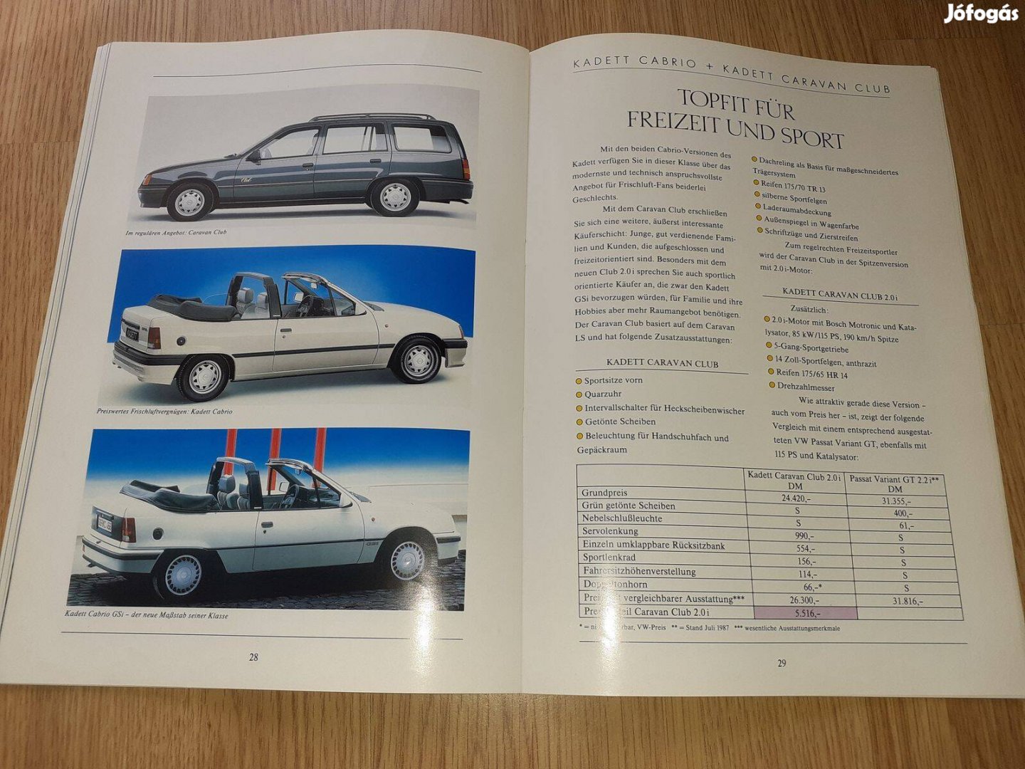 Opel (modellek) Program 1988 modellév prospektus - 1987, német nyelvű