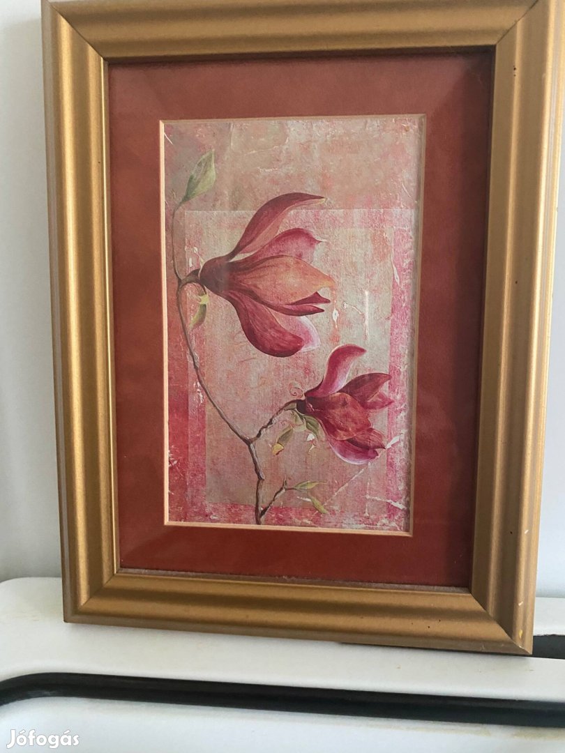 Orchideás kép aranyszínű keretben (16*21cm)