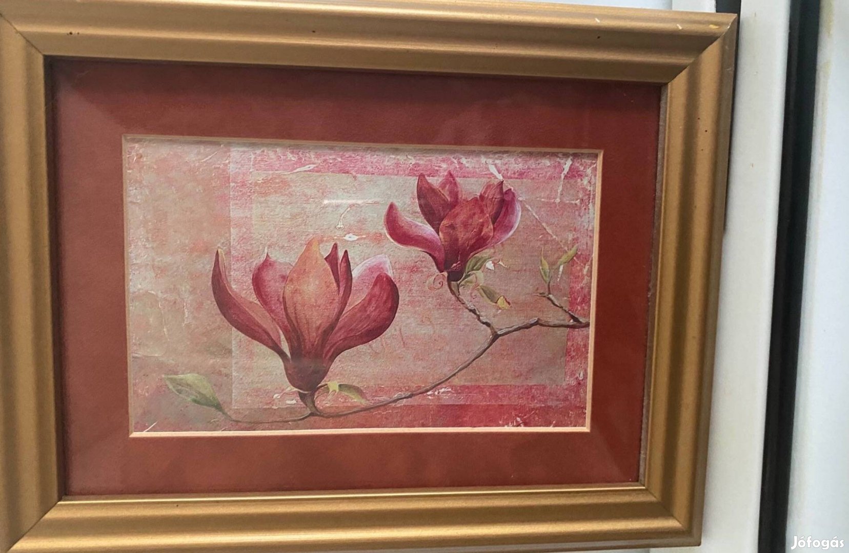 Orchideás kép aranyszínű keretben (16x21cm)