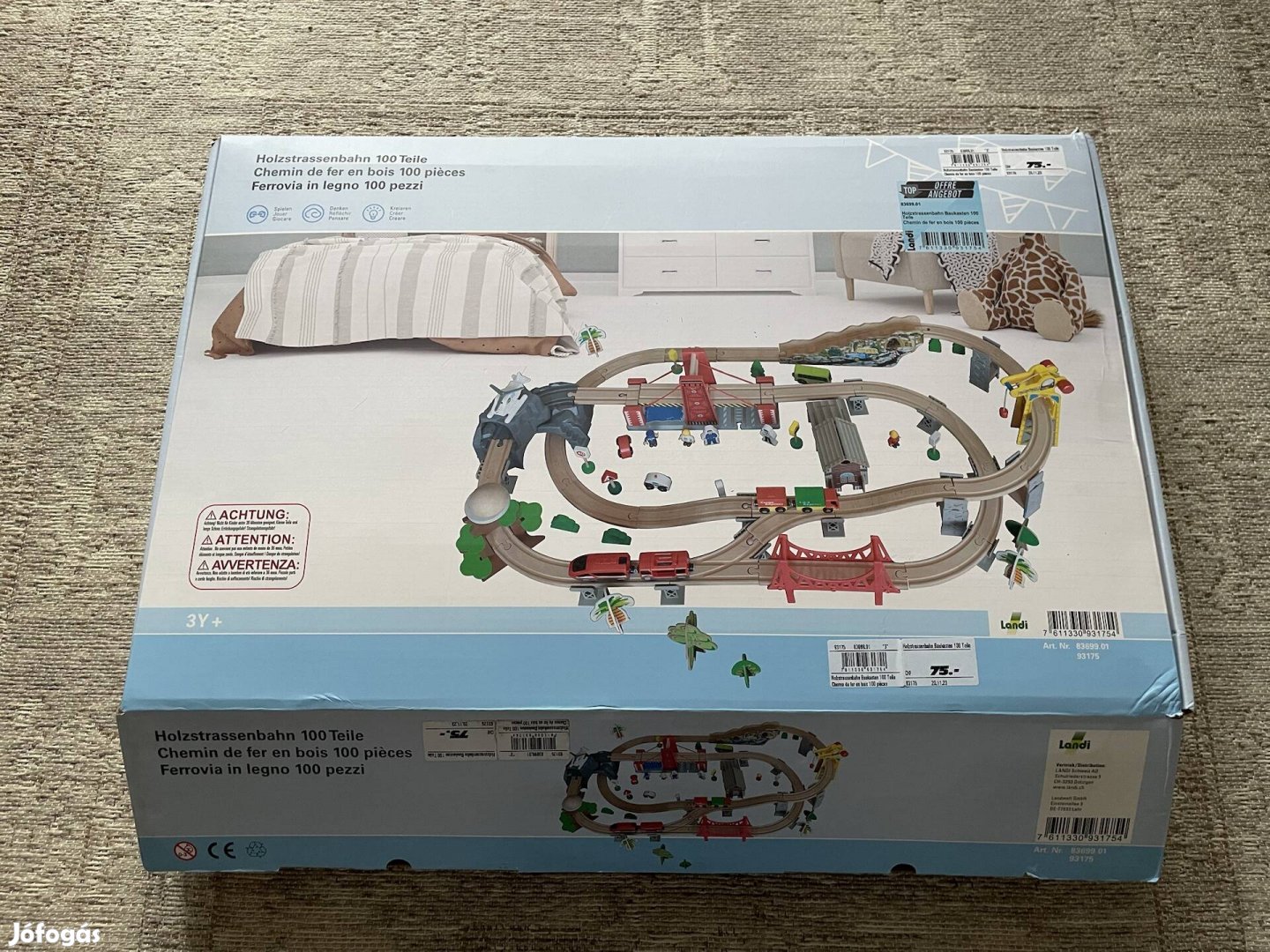 Óriás fa vasúti szett daru helikopter híd figurák