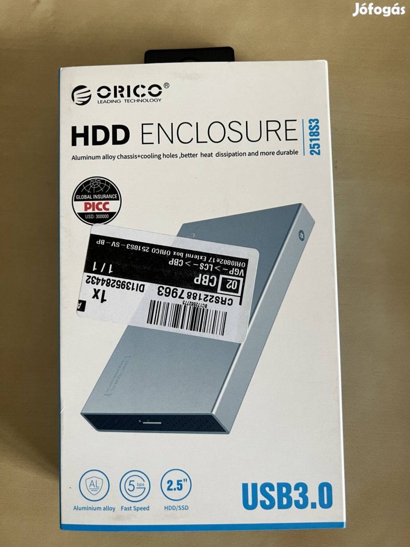 Orico 2.5" külső fém hdd ssd ház