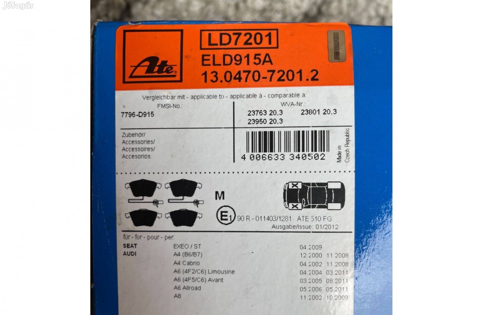 Original ATE fékbetét tárcsafékhez, Seat, Audi akár -50%